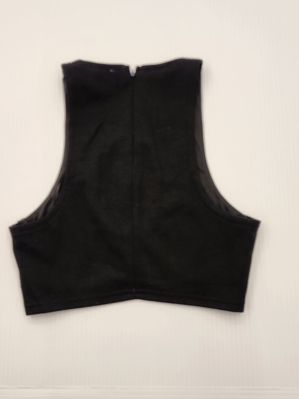 Black Faux Leather Cropped High-Neck Tank - Picture 7 of 7